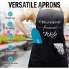 imageZulay 2Pack Funny Aprons for Men ampamp Women  Kitchen Aprons with Adjustable Neck Strap ampamp 2 Large PocketsHusband  Wife