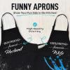 imageZulay 2Pack Funny Aprons for Men ampamp Women  Kitchen Aprons with Adjustable Neck Strap ampamp 2 Large PocketsHusband  Wife