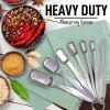 imageZulay Heavy Duty Stainless Steel Measuring Spoons with Easy to Read Slim Design for Narrow Spice Jars 6 Piece Measuring Spoons with Etched Markings ampamp Removable Clasp Table Spoons Measuring Spoon7 Piece