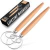imageZulay Kitchen 13 Inch Danish Dough Whisk  Large Wooden Danish Whisk For Dough With Stainless Steel Ring  Traditional Dutch Whisk Baking Tool For Bread Batter Cake Pastry Acacia WoodRubberwood