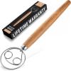 imageZulay Kitchen 13 Inch Danish Dough Whisk  Large Wooden Danish Whisk For Dough With Stainless Steel Ring  Traditional Dutch Whisk Baking Tool For Bread Batter Cake Pastry Acacia WoodAcacia
