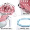 imageZulay Kitchen 3in1 Manual Citrus Juicer Reamer Cup  17OZ Multifunction Lemon Squeezer Orange Juicer Squeezer ampamp Citrus Extractor  Includes 2 Reamers Strainer ampamp Measuring Cup with Handle Pink