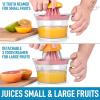 imageZulay Kitchen 3in1 Manual Citrus Juicer Reamer Cup  17OZ Multifunction Lemon Squeezer Orange Juicer Squeezer ampamp Citrus Extractor  Includes 2 Reamers Strainer ampamp Measuring Cup with Handle Pink