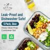imageZulay Kitchen 5 Pack Glass Meal Prep Containers with Lids  Airtight Premium Borosilicate Glass Food Storage Containers  Microwave Freezer ampamp Oven Safe BPA Free  Gray