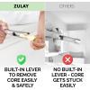 imageZulay Kitchen Premium Apple Corer Tool  Ultra Sharp Stainless Steel Serrated Blades for Easy Coring  Easy to Use ampamp Clean Durable Apple Corer Remover for Baking Apples ampamp More  Dark TealLight Pink