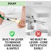 imageZulay Kitchen Premium Apple Corer Tool  Ultra Sharp Stainless Steel Serrated Blades for Easy Coring  Easy to Use ampamp Clean Durable Apple Corer Remover for Baking Apples ampamp More  Dark TealHappy Green