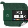 imageZulay 1Pack Pot Holders for Kitchen Heat Resistant Cotton  7x7 Inch Hot Pot Holder Set  Quilted Terry Cloth Potholders for Kitchens  Washable Potholder for Cooking ampamp Baking AquaForest Green