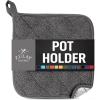 imageZulay 1Pack Pot Holders for Kitchen Heat Resistant Cotton  7x7 Inch Hot Pot Holder Set  Quilted Terry Cloth Potholders for Kitchens  Washable Potholder for Cooking ampamp Baking AquaGray