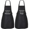 imageZulay 2Pack Funny Aprons for Men ampamp Women  Kitchen Aprons with Adjustable Neck Strap ampamp 2 Large PocketsHusband  Wife