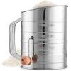 imageZulay 3 Cup Stainless Steel Flour Sifter  Fine Mesh Rotary Hand Crank Flour Sifter with Agitator Wire Loop For Baking Cakes Pastries Pies Cupcakes and Desserts