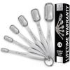 imageZulay Heavy Duty Stainless Steel Measuring Spoons with Easy to Read Slim Design for Narrow Spice Jars 6 Piece Measuring Spoons with Etched Markings ampamp Removable Clasp Table Spoons Measuring Spoon6 Piece