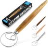 imageZulay Kitchen 13 Inch Danish Dough Whisk  Large Wooden Danish Whisk For Dough With Stainless Steel Ring  Traditional Dutch Whisk Baking Tool For Bread Batter Cake Pastry Acacia WoodAcacia Wood