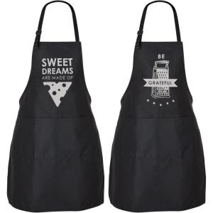imageZulay 2Pack Funny Aprons for Men ampamp Women  Kitchen Aprons with Adjustable Neck Strap ampamp 2 Large PocketsCheese Puns