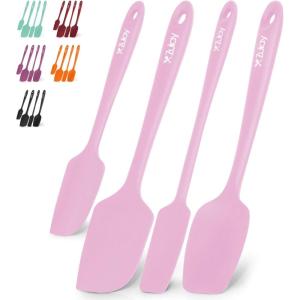 imageZulay 4pcs Silicone Spatula Set  Heat Resistant Silicone Tools for Cooking Baking ampamp Mixing  One Piece Design Spatulas for NonStick Cookware  Durable Stainless Steel Core Pink