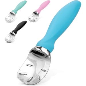 imageZulay Ice Cream Scoop With Soft Easy Grip Handle  Ice Cream Scooper With Builtin Lid Opener  Heavy Duty Icecream Scoop With NonSlip Handle For Soft ampamp Hard Ice Cream BlueBlue