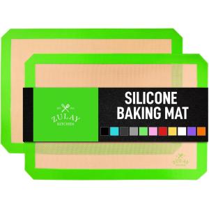 imageZulay Kitchen 2 Pack Silicone Baking Mat Sheet Set  Reusable Baking Mat Nonstick  Half Sheet Baking Mat For Oven  165quot x 116quot Light GreenGreen
