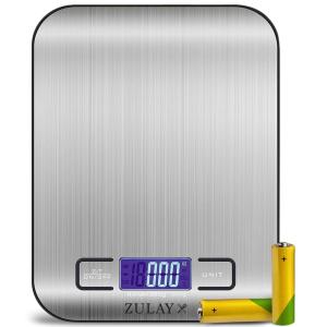 imageZulay Kitchen Digital Food Scale  304 Stainless Steel Kitchen Scale  Features LCD Screen Measures 5 Different Units Including Grams ampamp Ounces  for Baking Cooking Weight Loss Keto ampamp Meal Preps