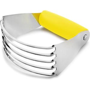 imageZulay Kitchen Dough Blender  Stainless Steel Pastry Cutter Heavy Duty Dough Cutter With Blades Pastry Blender And Butter Cutter  Pastry Cutter For Baking BlueYellow