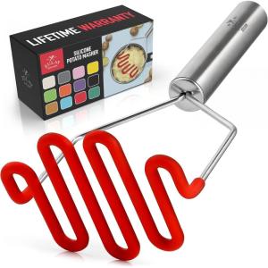 imageZulay Kitchen Potato Masher Stainless Steel  Premium Masher Hand Tool and Potato Smasher Metal Wire Utensil for Best Mash for Bean Avocado Egg Mini Mashed Potatoe Banana ampamp Other FoodRed