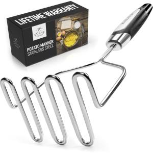 imageZulay Kitchen Potato Masher Stainless Steel  Premium Masher Hand Tool and Potato Smasher Metal Wire Utensil for Best Mash for Bean Avocado Egg Mini Mashed Potatoe Banana ampamp Other FoodStainless Steel Silver