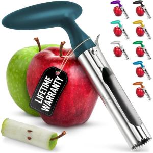 imageZulay Kitchen Premium Apple Corer Tool  Ultra Sharp Stainless Steel Serrated Blades for Easy Coring  Easy to Use ampamp Clean Durable Apple Corer Remover for Baking Apples ampamp More  Dark TealDark Teal