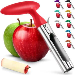 imageZulay Kitchen Premium Apple Corer Tool  Ultra Sharp Stainless Steel Serrated Blades for Easy Coring  Easy to Use ampamp Clean Durable Apple Corer Remover for Baking Apples ampamp More  Dark TealElegent Red