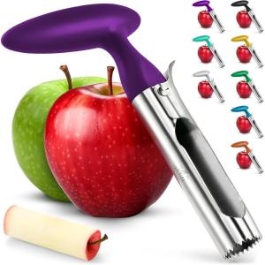 imageZulay Kitchen Premium Apple Corer Tool  Ultra Sharp Stainless Steel Serrated Blades for Easy Coring  Easy to Use ampamp Clean Durable Apple Corer Remover for Baking Apples ampamp More  Dark TealPlum