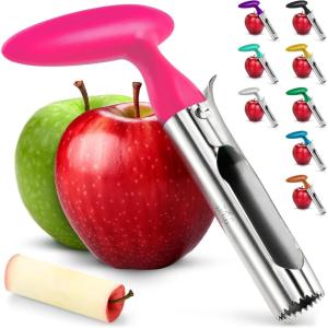 imageZulay Kitchen Premium Apple Corer Tool  Ultra Sharp Stainless Steel Serrated Blades for Easy Coring  Easy to Use ampamp Clean Durable Apple Corer Remover for Baking Apples ampamp More  Dark TealHot Pink