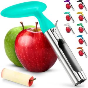 imageZulay Kitchen Premium Apple Corer Tool  Ultra Sharp Stainless Steel Serrated Blades for Easy Coring  Easy to Use ampamp Clean Durable Apple Corer Remover for Baking Apples ampamp More  Dark TealAqua