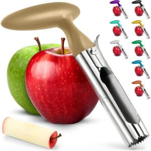 imageZulay Kitchen Premium Apple Corer Tool  Ultra Sharp Stainless Steel Serrated Blades for Easy Coring  Easy to Use ampamp Clean Durable Apple Corer Remover for Baking Apples ampamp More  Dark TealMocha