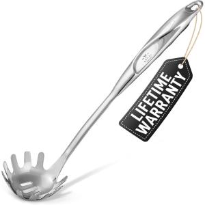 imageZulay Kitchen Stainless Steel 13quot Soup Ladle  Comfort Grid Steel Ladle with Long Handle and Ample Bowl Capacity Perfect for Stirring Serving Soups and More  HeavyDuty Metal LadlePasta Server
