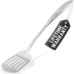 imageZulay Kitchen Stainless Steel 13quot Soup Ladle  Comfort Grid Steel Ladle with Long Handle and Ample Bowl Capacity Perfect for Stirring Serving Soups and More  HeavyDuty Metal LadleSlotted Turner