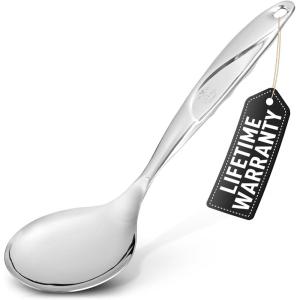 imageZulay Kitchen Stainless Steel 13quot Soup Ladle  Comfort Grid Steel Ladle with Long Handle and Ample Bowl Capacity Perfect for Stirring Serving Soups and More  HeavyDuty Metal LadleCooking Spoon