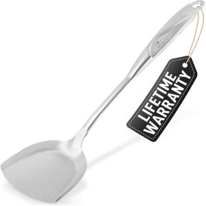 imageZulay Kitchen Stainless Steel 13quot Soup Ladle  Comfort Grid Steel Ladle with Long Handle and Ample Bowl Capacity Perfect for Stirring Serving Soups and More  HeavyDuty Metal LadleWok Spatula