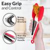 imageZulay 12 Inch Stainless Steel Tongs For Cooking  Scallop Head Edge Kitchen Tongs  Easy Grip BBQ Grill Tongs With Lock Mechanism  Heavy Duty Metal Tongs For Barbecue Cooking Frying and MoreSilver  Soft Red