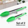 imageZulay 12 Inch Stainless Steel Tongs For Cooking  Scallop Head Edge Kitchen Tongs  Easy Grip BBQ Grill Tongs With Lock Mechanism  Heavy Duty Metal Tongs For Barbecue Cooking Frying and MoreSilver  Light Green