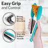 imageZulay 12 Inch Stainless Steel Tongs For Cooking  Scallop Head Edge Kitchen Tongs  Easy Grip BBQ Grill Tongs With Lock Mechanism  Heavy Duty Metal Tongs For Barbecue Cooking Frying and MoreSilver  Aqua Sky