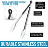 imageZulay 12 Inch Stainless Steel Tongs For Cooking  Scallop Head Edge Kitchen Tongs  Easy Grip BBQ Grill Tongs With Lock Mechanism  Heavy Duty Metal Tongs For Barbecue Cooking Frying and MoreSilver