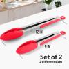 imageZulay 12 Inch Stainless Steel Tongs For Cooking  Scallop Head Edge Kitchen Tongs  Easy Grip BBQ Grill Tongs With Lock Mechanism  Heavy Duty Metal Tongs For Barbecue Cooking Frying and MoreSilver  Soft Red