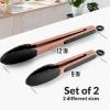 imageZulay 12 Inch Stainless Steel Tongs For Cooking  Scallop Head Edge Kitchen Tongs  Easy Grip BBQ Grill Tongs With Lock Mechanism  Heavy Duty Metal Tongs For Barbecue Cooking Frying and MoreRose Gold  Black