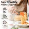 imageZulay 12 Inch Stainless Steel Tongs For Cooking  Scallop Head Edge Kitchen Tongs  Easy Grip BBQ Grill Tongs With Lock Mechanism  Heavy Duty Metal Tongs For Barbecue Cooking Frying and MoreSilver  Orange