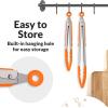 imageZulay 12 Inch Stainless Steel Tongs For Cooking  Scallop Head Edge Kitchen Tongs  Easy Grip BBQ Grill Tongs With Lock Mechanism  Heavy Duty Metal Tongs For Barbecue Cooking Frying and MoreSilver  Orange