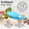 imageZulay 12 Inch Stainless Steel Tongs For Cooking  Scallop Head Edge Kitchen Tongs  Easy Grip BBQ Grill Tongs With Lock Mechanism  Heavy Duty Metal Tongs For Barbecue Cooking Frying and MoreSilver  Light Blue