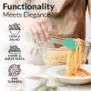 imageZulay 12 Inch Stainless Steel Tongs For Cooking  Scallop Head Edge Kitchen Tongs  Easy Grip BBQ Grill Tongs With Lock Mechanism  Heavy Duty Metal Tongs For Barbecue Cooking Frying and MoreRose Gold  Mint