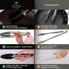imageZulay 12 Inch Stainless Steel Tongs For Cooking  Scallop Head Edge Kitchen Tongs  Easy Grip BBQ Grill Tongs With Lock Mechanism  Heavy Duty Metal Tongs For Barbecue Cooking Frying and MoreRose Gold  Black