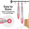 imageZulay 12 Inch Stainless Steel Tongs For Cooking  Scallop Head Edge Kitchen Tongs  Easy Grip BBQ Grill Tongs With Lock Mechanism  Heavy Duty Metal Tongs For Barbecue Cooking Frying and MoreSilver  Soft Red