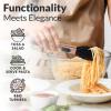 imageZulay 12 Inch Stainless Steel Tongs For Cooking  Scallop Head Edge Kitchen Tongs  Easy Grip BBQ Grill Tongs With Lock Mechanism  Heavy Duty Metal Tongs For Barbecue Cooking Frying and MoreRose Gold  Black