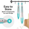 imageZulay 12 Inch Stainless Steel Tongs For Cooking  Scallop Head Edge Kitchen Tongs  Easy Grip BBQ Grill Tongs With Lock Mechanism  Heavy Duty Metal Tongs For Barbecue Cooking Frying and MoreSilver  Aqua Sky