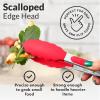 imageZulay 12 Inch Stainless Steel Tongs For Cooking  Scallop Head Edge Kitchen Tongs  Easy Grip BBQ Grill Tongs With Lock Mechanism  Heavy Duty Metal Tongs For Barbecue Cooking Frying and MoreSilver  Soft Red