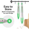 imageZulay 12 Inch Stainless Steel Tongs For Cooking  Scallop Head Edge Kitchen Tongs  Easy Grip BBQ Grill Tongs With Lock Mechanism  Heavy Duty Metal Tongs For Barbecue Cooking Frying and MoreSilver  Light Green
